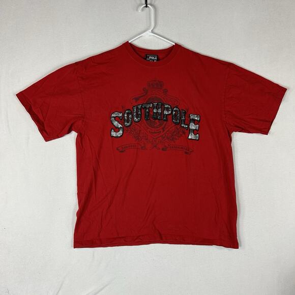 Vintage Y2K South Pole T-Shirt Men's XL Red Graphic Print Logo Hip Hop VTG Tee - Picture 1 of 8